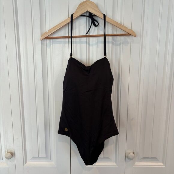 Leonisa Black Macrame Detail Back One Piece Swimsuit Size XS - Picture 1 of 9